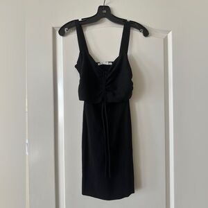 Zara Black Mini Dress with Ruched Front